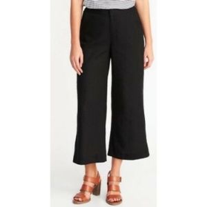 Black High Rise Wide Leg Gaucho Crop Pants / Small